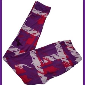LulaRoe Unicorn Leggings One Size in Bright Pink, Purple and White
